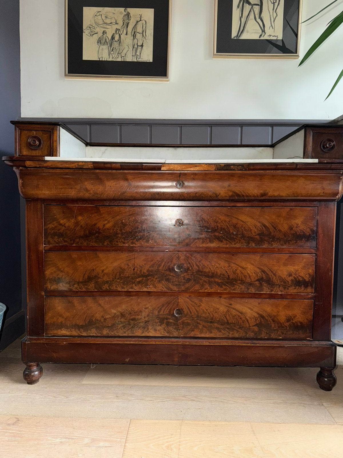 Commode massief hout met marmer, Huis en Inrichting, Ophalen, Gebruikt