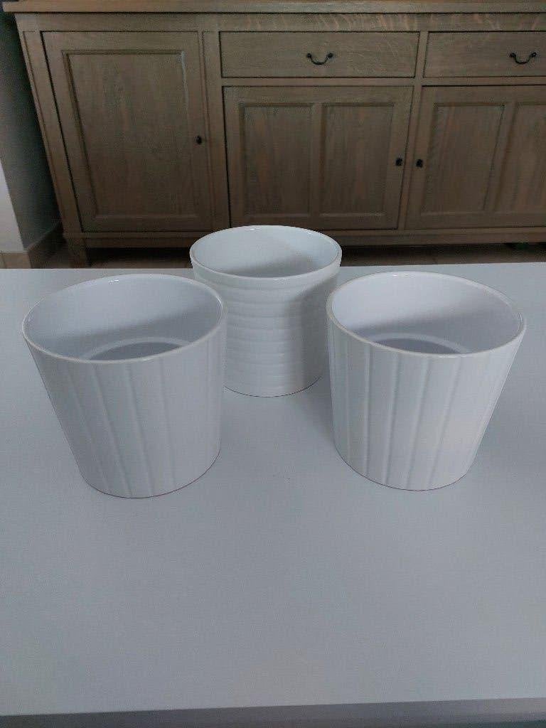 set 3 sierpotten aardewerk IKea Kardemumma, Moins de 25 cm, Comme neuf, Enlèvement, Intérieur