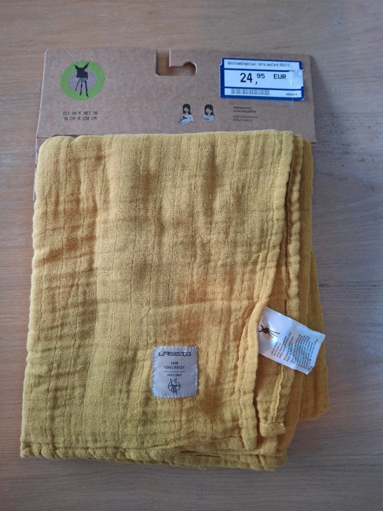 Borstvoedingssjaal, tetradoek Lässig, mosterdgeel (nieuw), Enlèvement, Neuf, Autres types, Autres marques