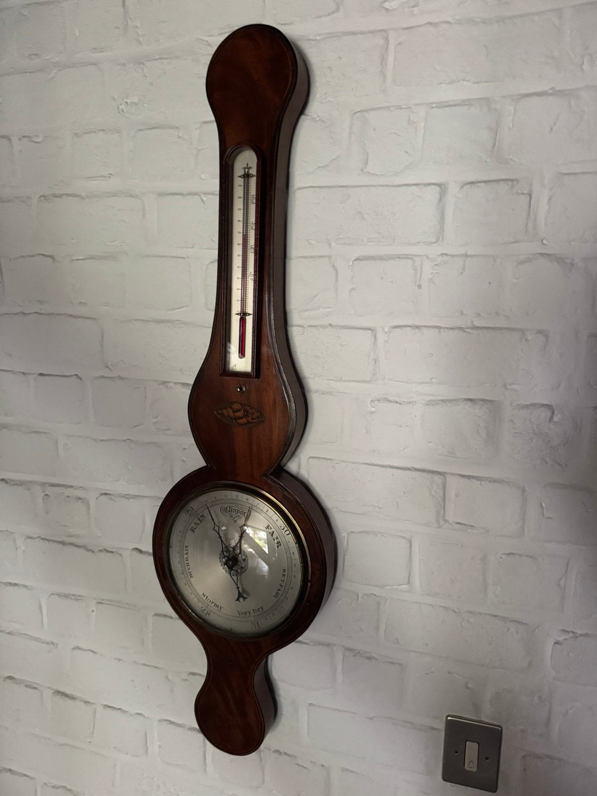 Baromètre-thermomètre mural de style banjo, Ophalen, Zo goed als nieuw, Barometer