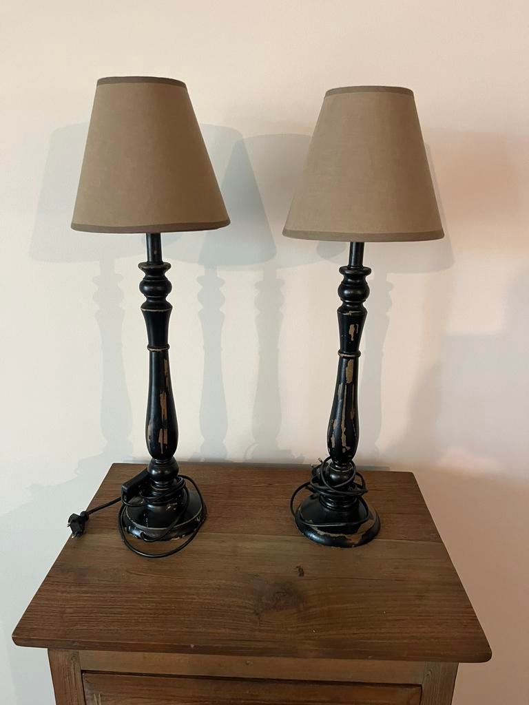 Twee landelijke tafel lampen, Enlèvement, Comme neuf