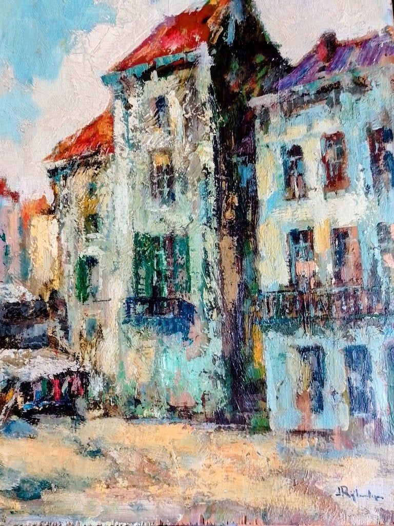 Jan Rijlaarsdam 1911 - 2007   Stadsgezicht, Antiek en Kunst, Verzenden, Gesigneerd, Paneel