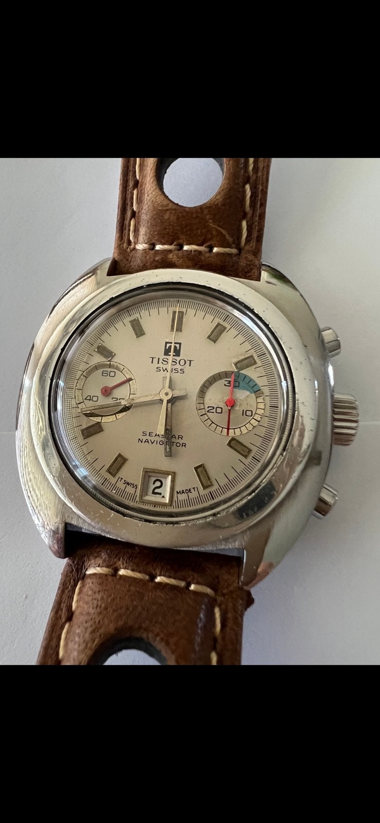 Tissot Seastar Navigator Chronograph – Valjoux 7734, Enlèvement ou Envoi, Acier, Tissot