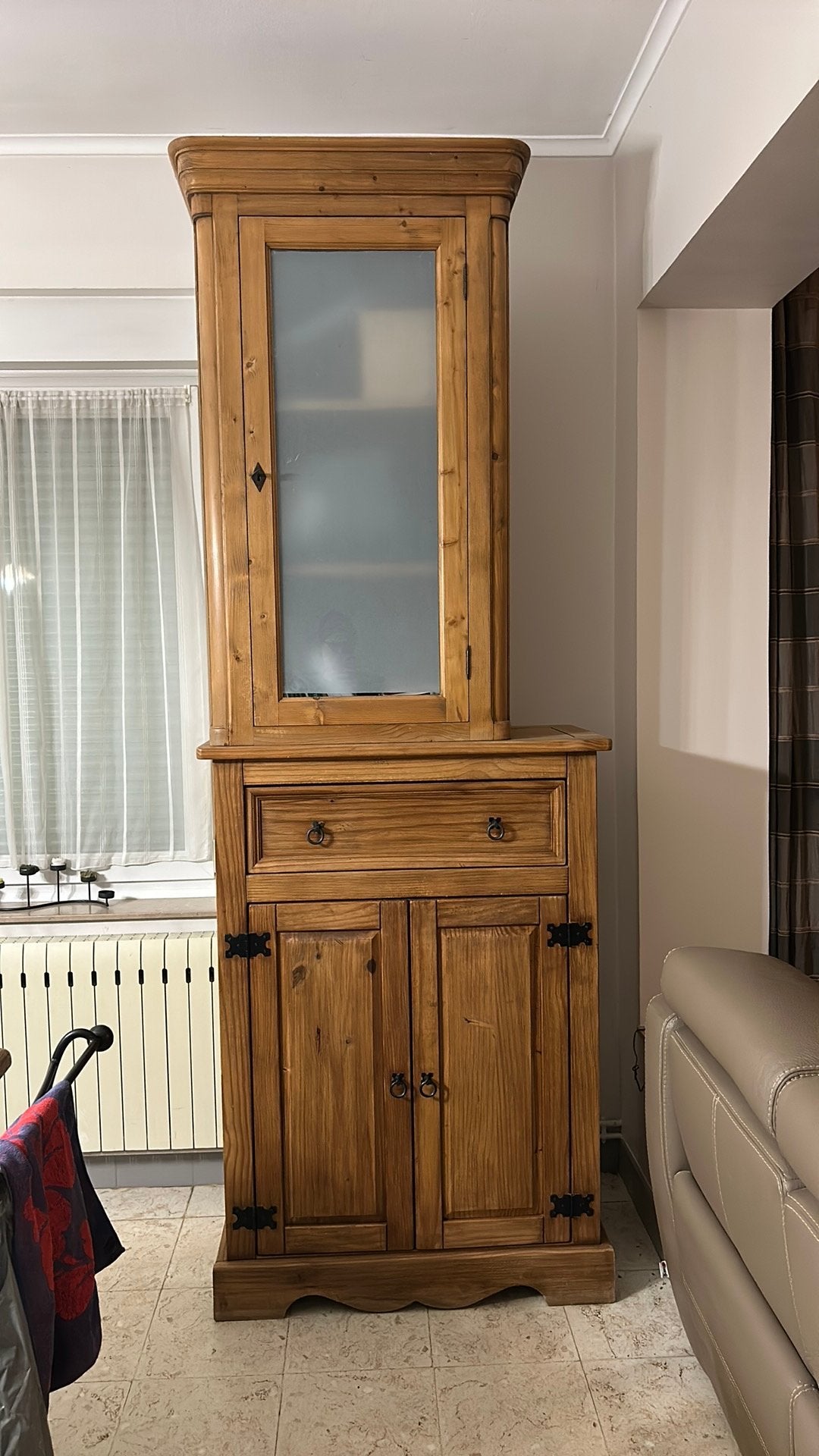 Armoire en bois vitrée + armoir du dessous, Maison & Meubles, Enlèvement, Utilisé