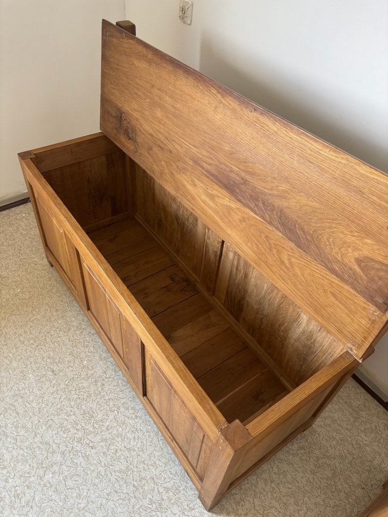 Grand coffre-banc en chêne massif, 50 – 75, 150 à 200 cm, Enlèvement, Utilisé