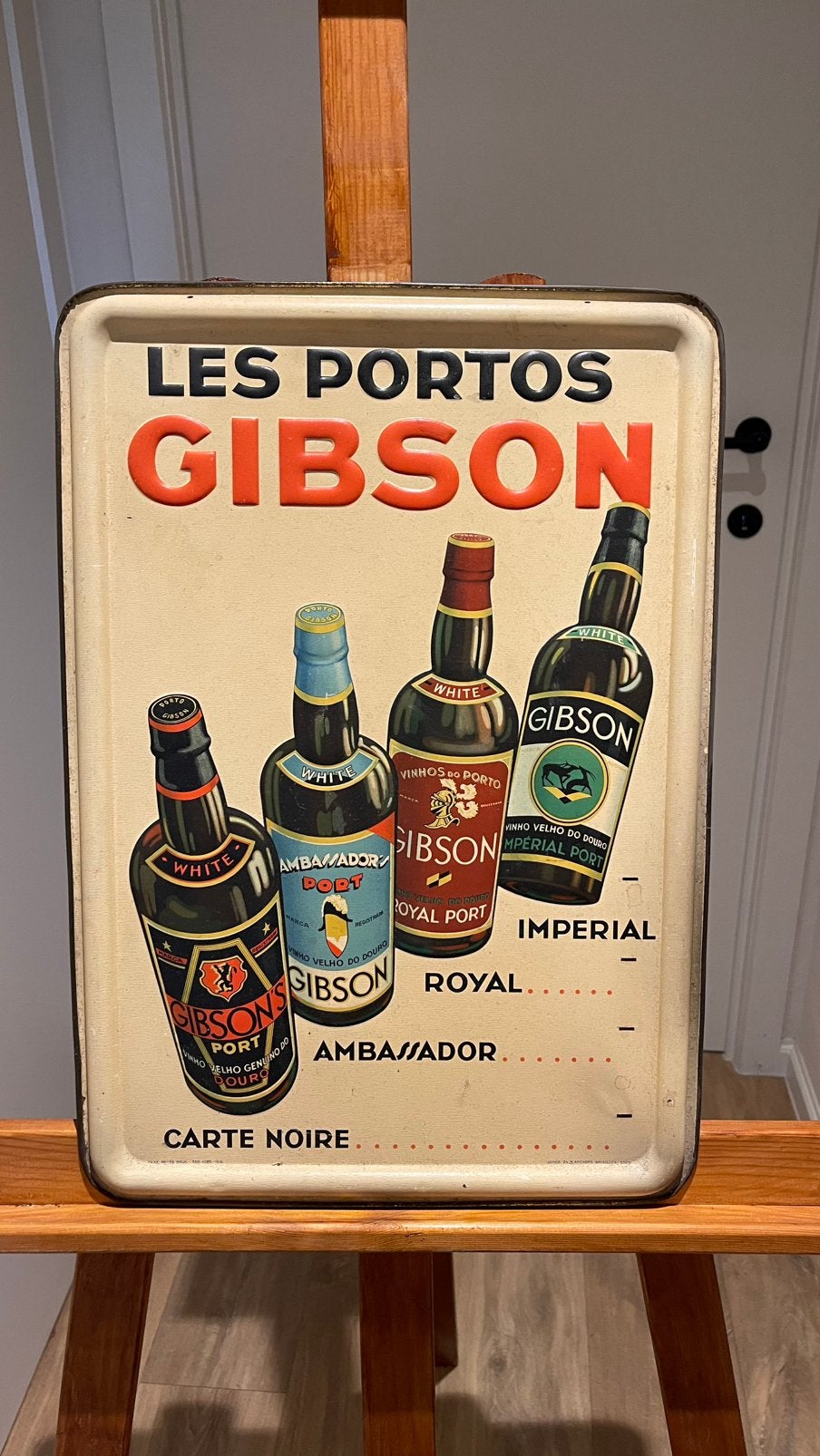 Assiette en fer blanc Gibson en très bon état., Enlèvement ou Envoi, Comme neuf, Panneau publicitaire