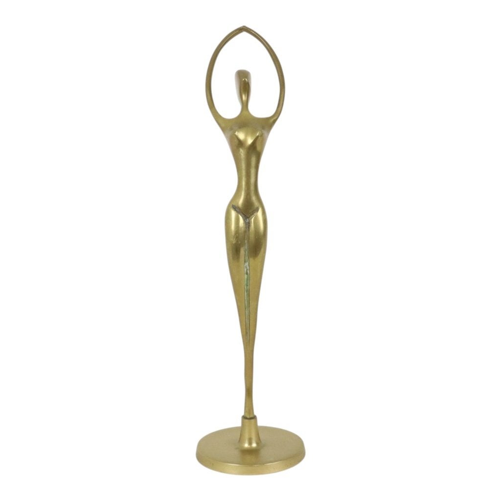 Hollywood Regency Messing Ballerina Beeldje Sculptuur 30cm, Enlèvement ou Envoi, Utilisé, Humain