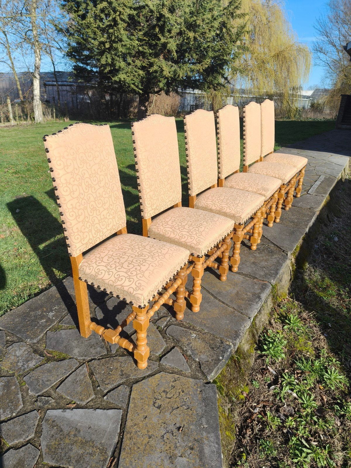 6 Massieve Houten Eetkamerstoelen te Koop, Ophalen of Verzenden