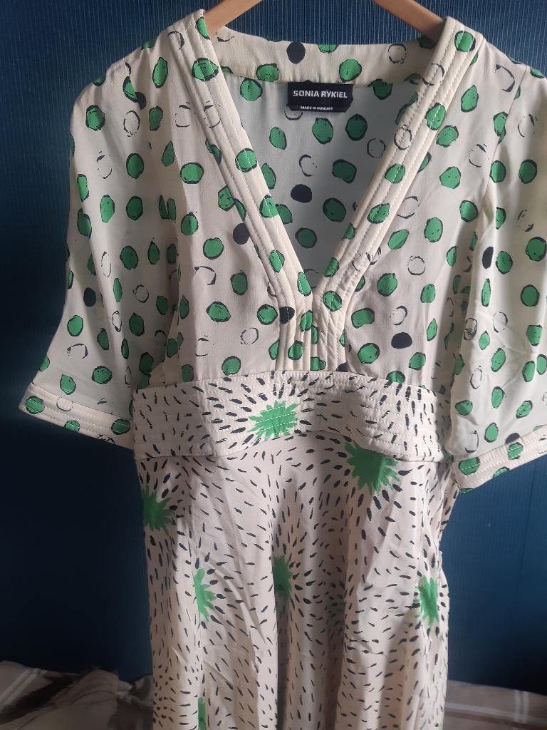 Zijden jurk Sonia  Rykiel mt 44, Ophalen, Sonia rykiel, Wit, Maat 42/44 (L)