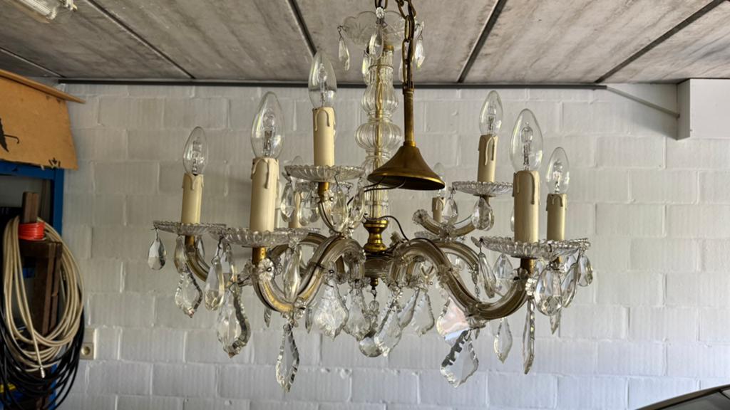 Vintage kroonluchter, Huis en Inrichting, Lampen | Kroonluchters, Ophalen, Gebruikt, Glas