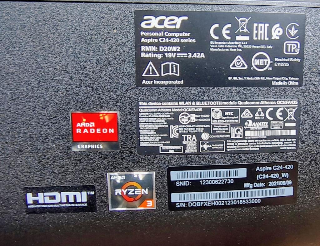 Ordinateur de bureau tout-en-un Acer Aspire C24, Enlèvement ou Envoi, SSD