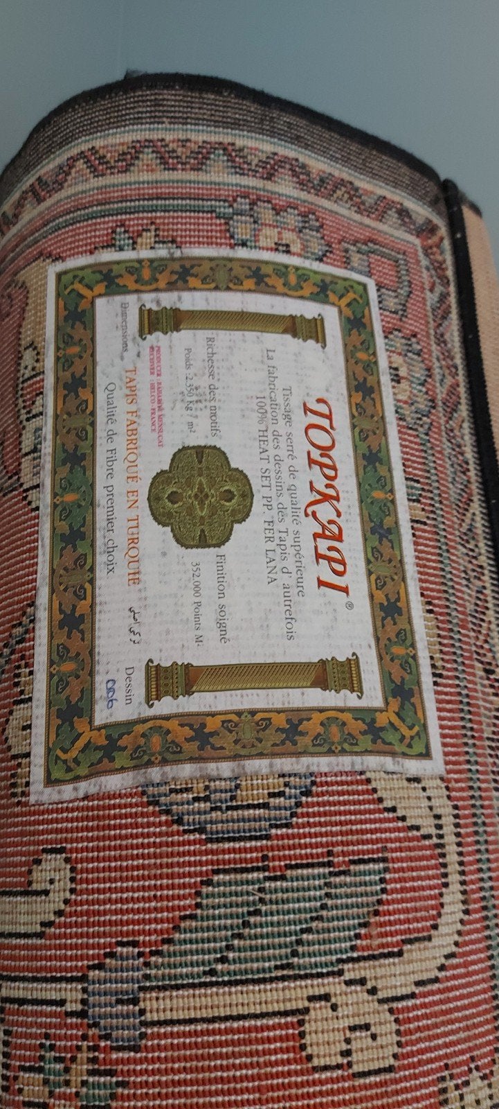 Superbe tapis turc motif oriental  rouge et bleu marque Topk, Enlèvement ou Envoi