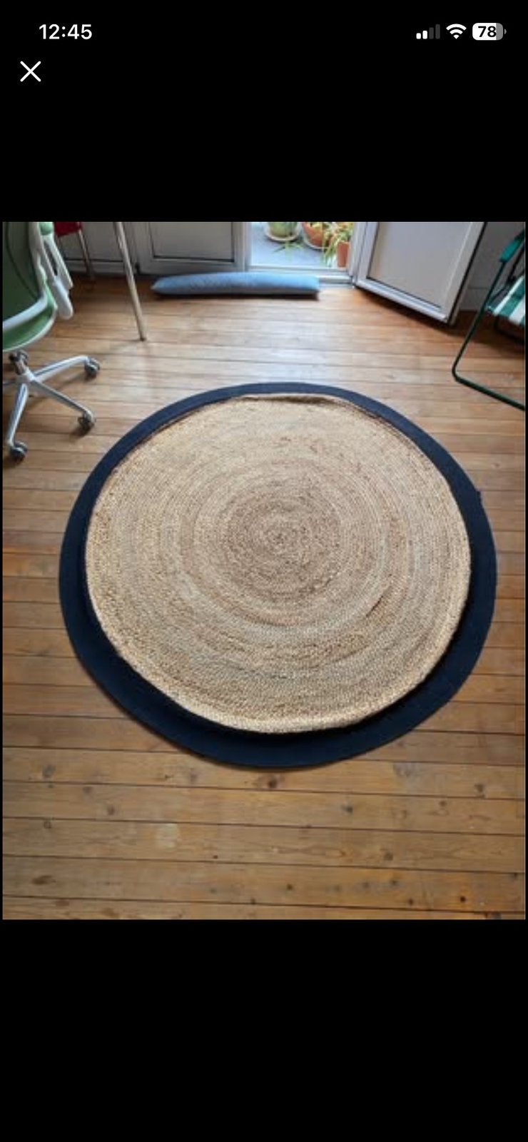 Tapis rond en jute, Enlèvement, Comme neuf, Rond