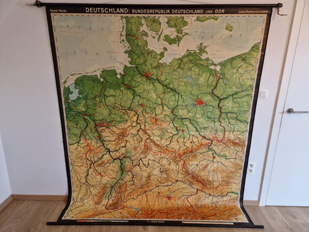 Oude schoolkaart Duitsland, Antiek en Kunst, Antiek | Schoolplaten, Ophalen