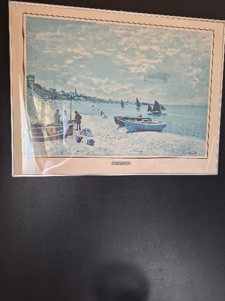 affiche encadrer Monet 60X80cm, Antiquités & Art, Enlèvement, Sous verre, Maritime / eau