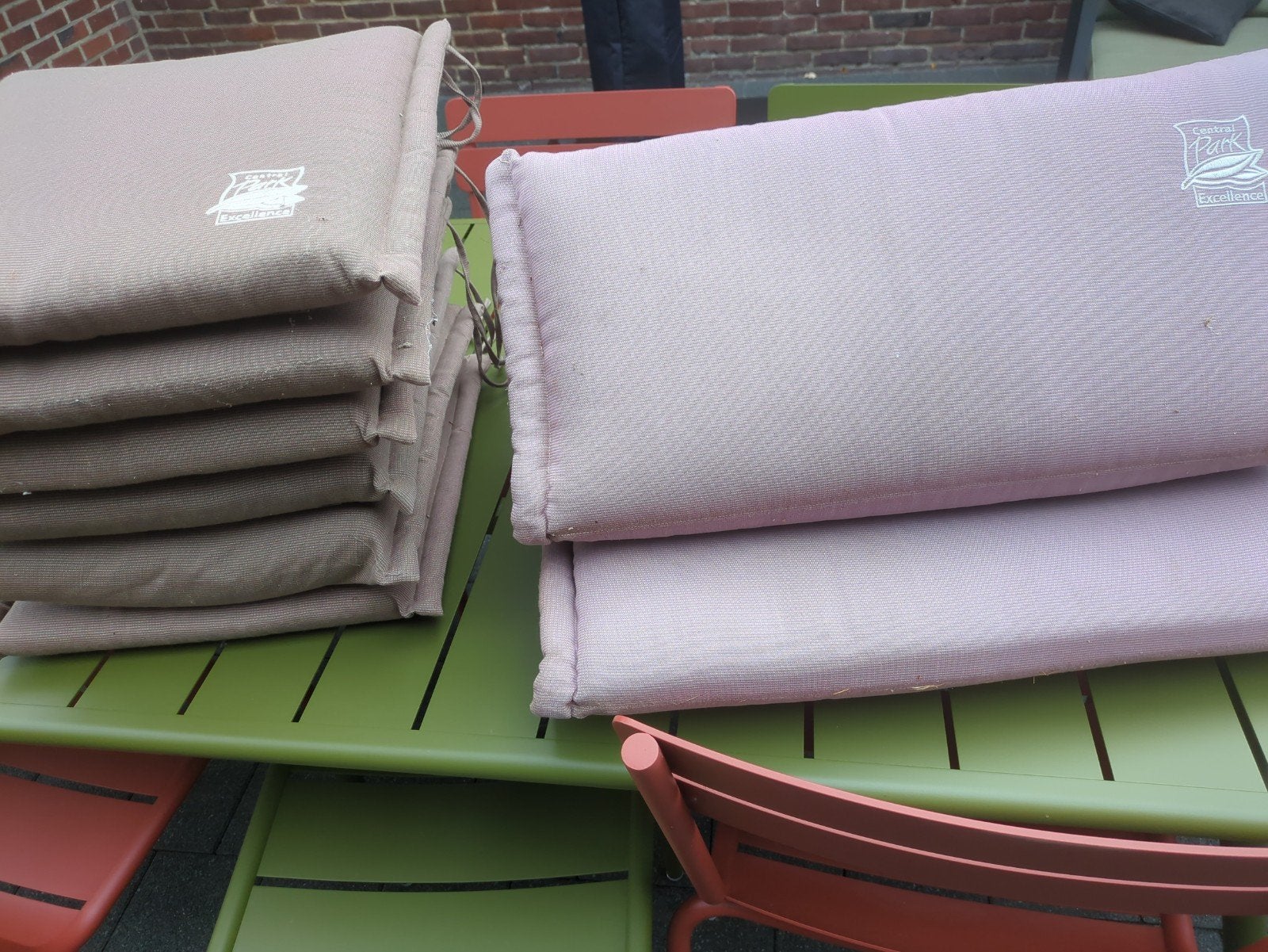 Tuinstoelen kussens 6 stuks en ligbedkussen, Tuin en Terras, Ophalen