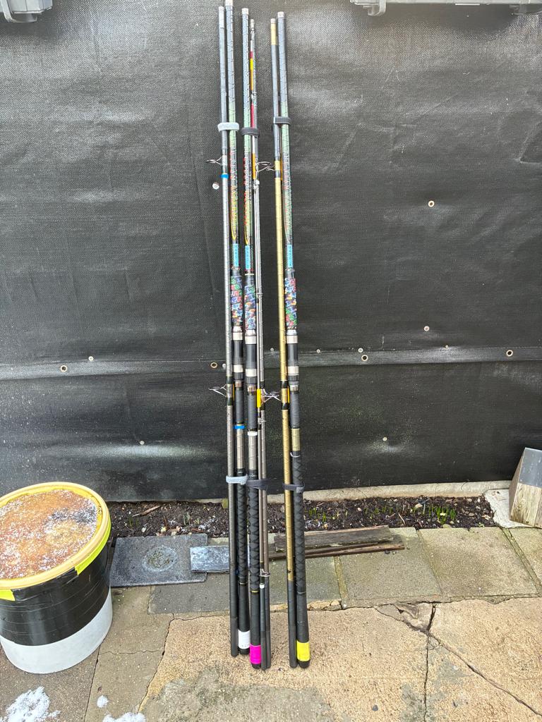 3 Shakespeare titanium extreem 5 meter, Watersport en Boten, Ophalen, Gebruikt, Werphengel
