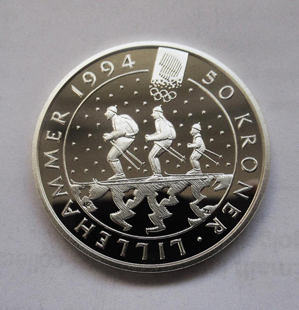 Norway, 50 kroner, 1991, Verzenden, Zilver