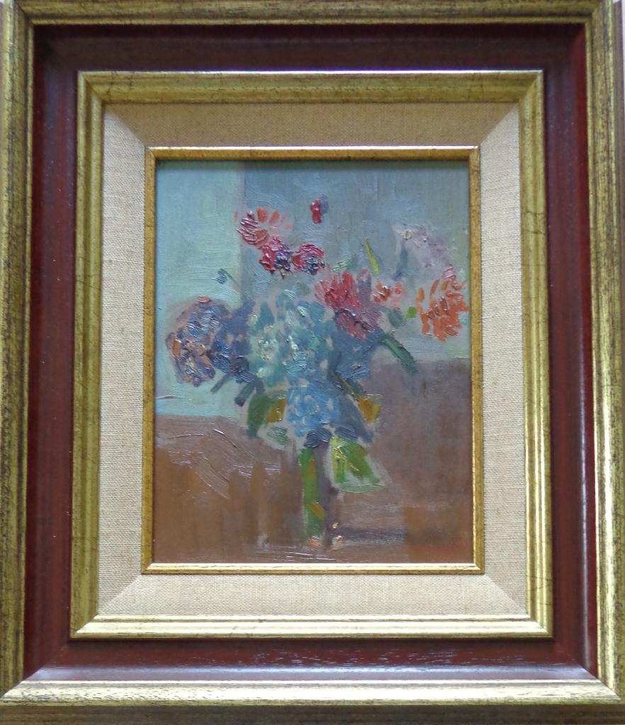JOZEF VAN RUYSSEVELT / BLOEMENVAAS / OLIEVERF 38x33cm KADER, Ophalen of Verzenden