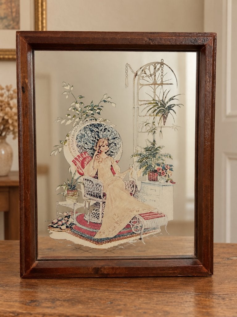 Boîte à clés murale vintage miroir sérigraphié années 70, Antiquités & Art, Enlèvement