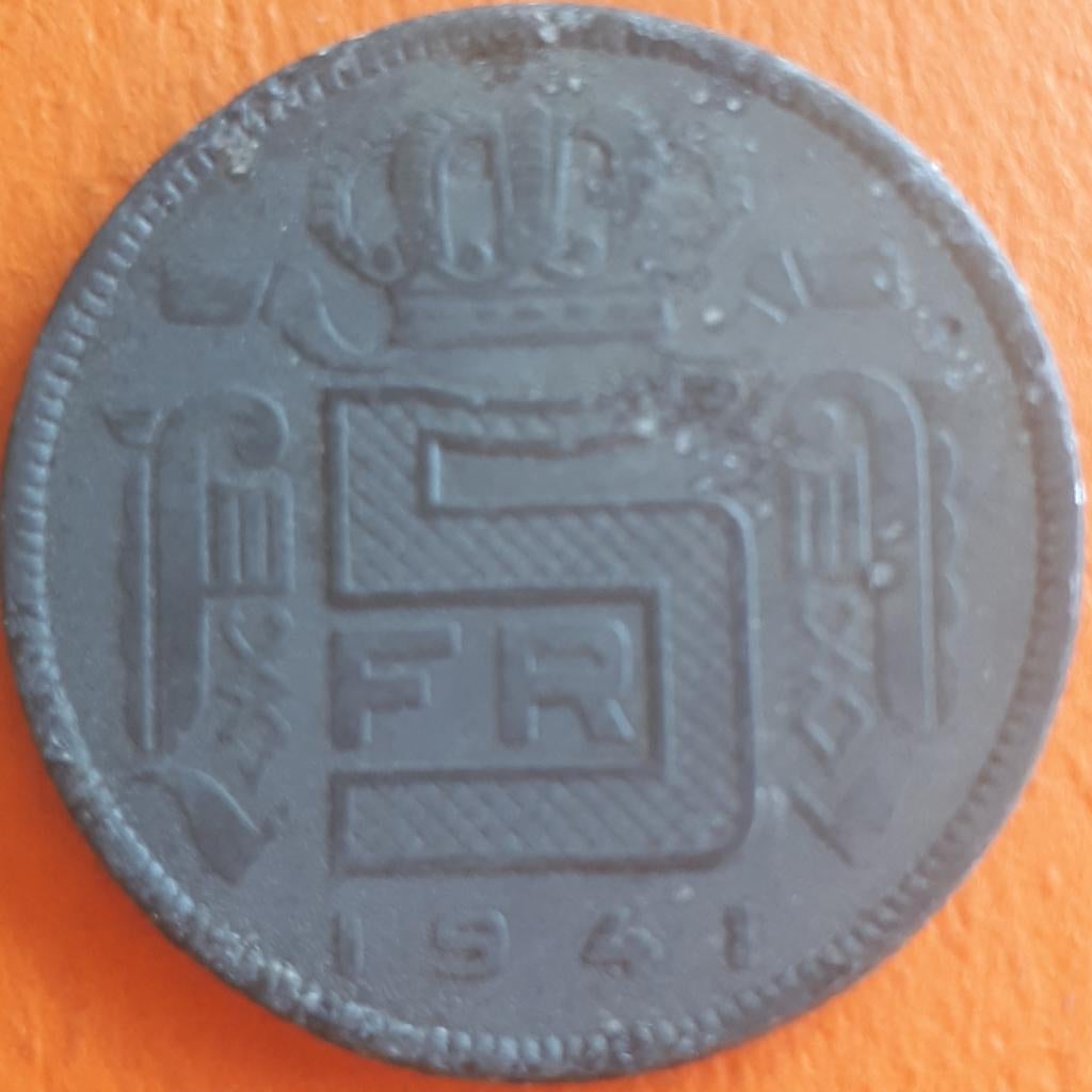BELGIUM : 5 FRANK 1941 VL KM 64, Ophalen of Verzenden, Overig, Losse munt
