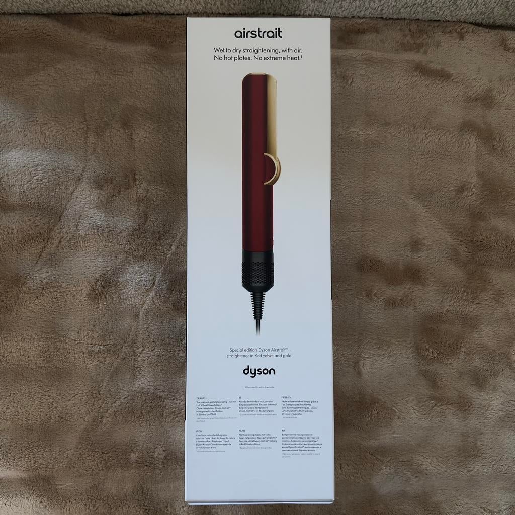 Dyson Airstrait - Fer à lisser - velours rouge/doré, Enlèvement, Neuf, Fer à friser ou Lisseur