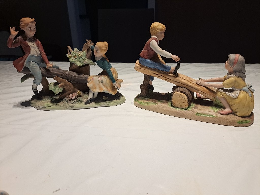 Set van 2 grote biscuit beeldjes 23 cm breed, Verzamelen, Ophalen, Zo goed als nieuw, Mens
