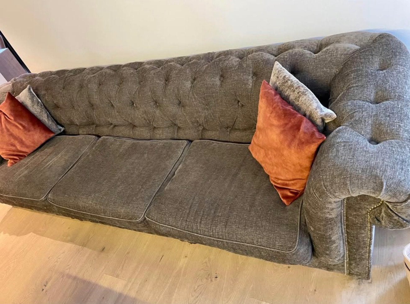 Chesterfield look 4 zit, Huis en Inrichting, Zetels | Zetels, Ophalen, Zo goed als nieuw, Stof