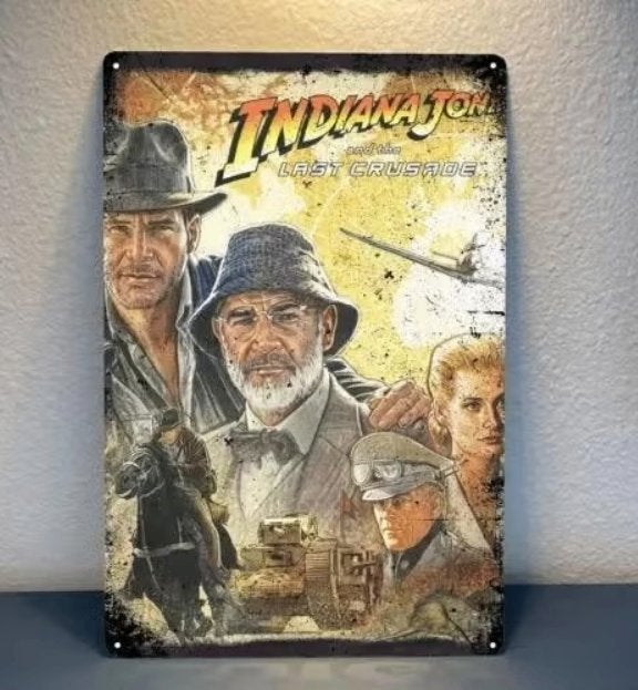 Vintage metalen bordje Indiana Jones Last Crusade (30x20cm), Ophalen of Verzenden, Nieuw