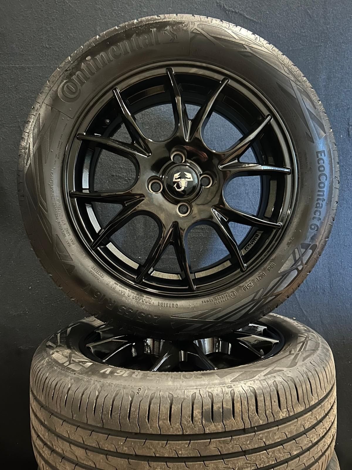 ZGAN Velgenset 4x100 Naaf 56.6 + Continental Zomerbanden 205, Ophalen, Gebruikt, -, -