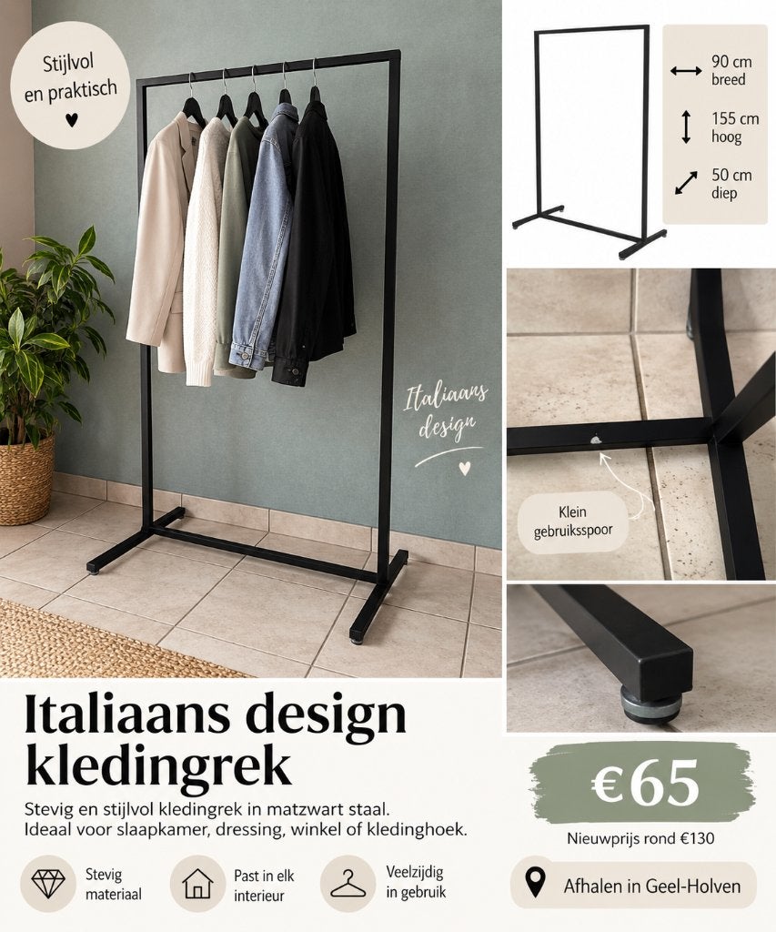 Solo Hoog model zwart Italiaans design kledingrek 90 cm, Vêtements | Femmes, Portants à vêtements, Enlèvement, Utilisé