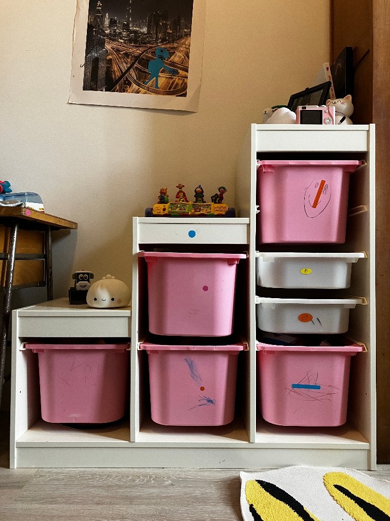 Ikea TROFAST structure + bacs, blanc/rose, 99x44x94 cm, 90 à 105 cm, Enlèvement, Utilisé, 75 à 100 cm