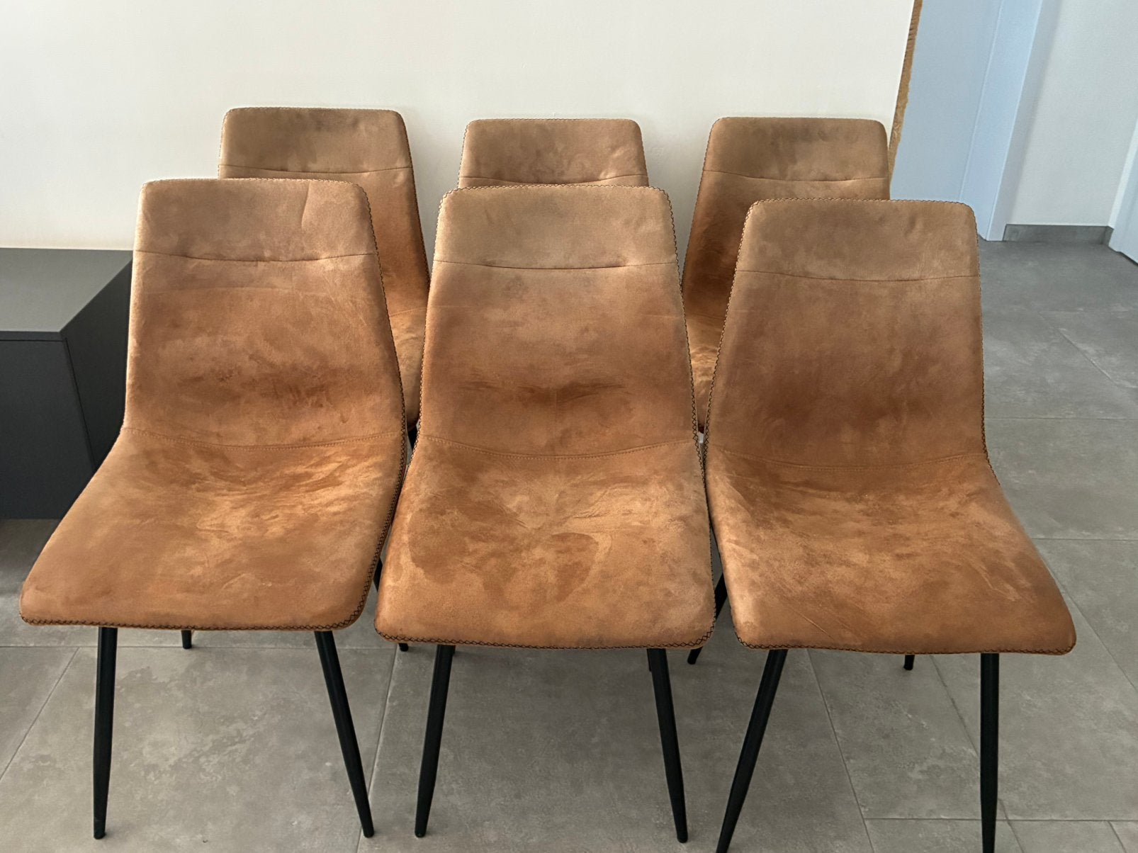 6 eetkamer stoelen bruin, Huis en Inrichting, Stoelen, Ophalen, Gebruikt, Bruin, Leer