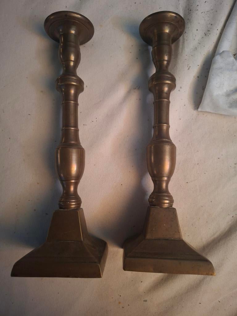 2 messing kandelaars, Antiek en Kunst, Ophalen of Verzenden