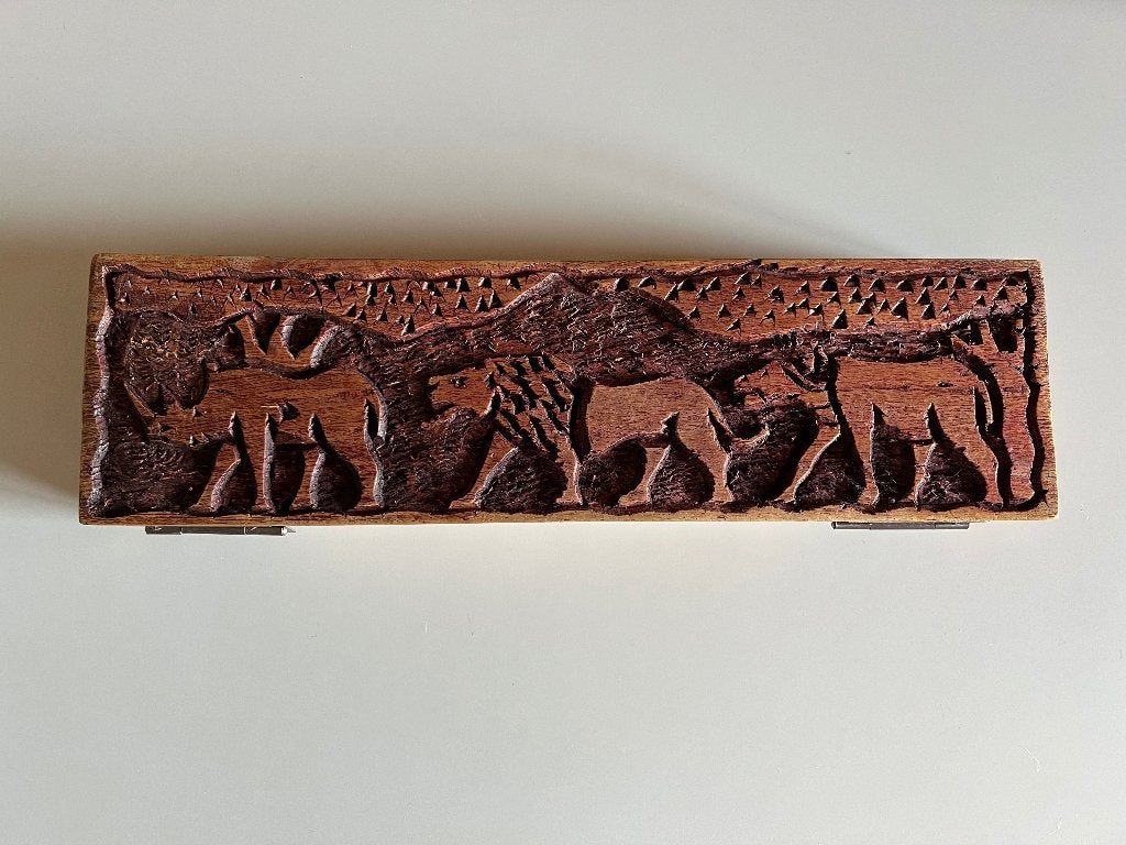 Vintage handgemaakt Afrikaans Mancala/Oware bordspel, Verzenden, Gebruikt, Afrika