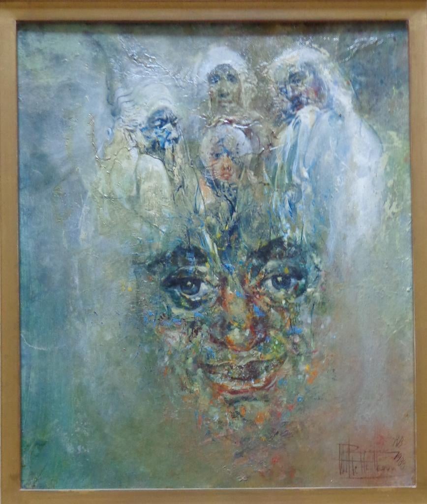 ROGER VAN BELLEGHEM / GEZICHT / OLIEVERF / 48x42cm / KADER, Enlèvement ou Envoi, Signé, Peinture à l'huile