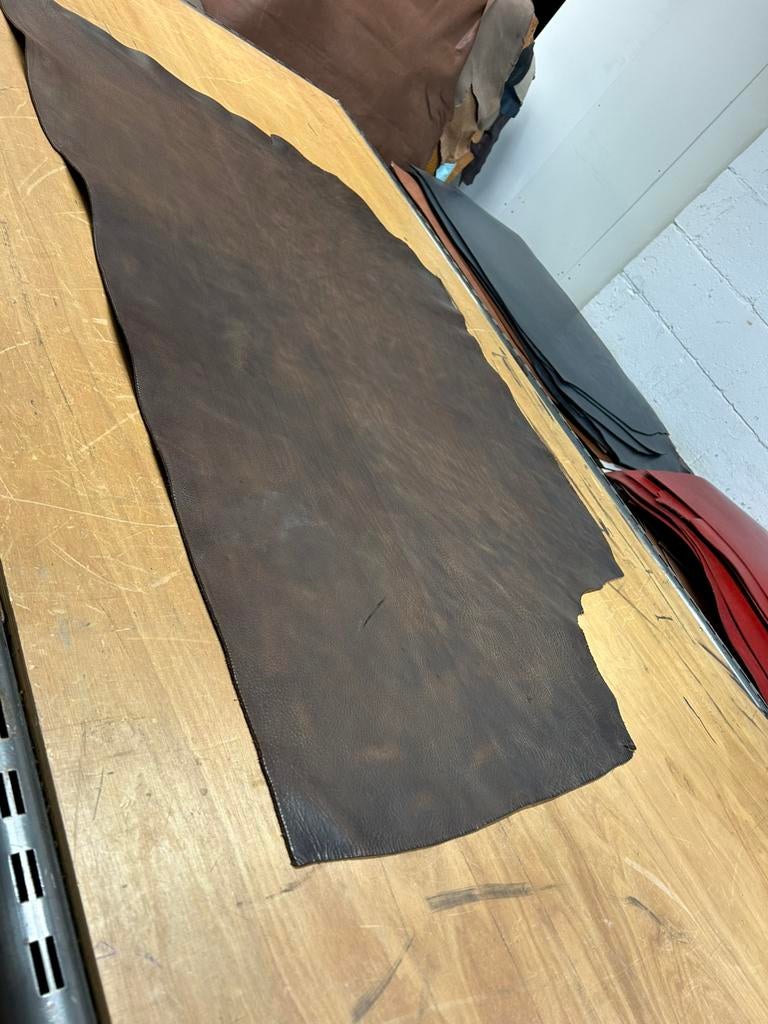 Bruin patina tuigleer 2,8-3 mm dikte soepel lap, Ophalen of Verzenden, Zo goed als nieuw, Bruin