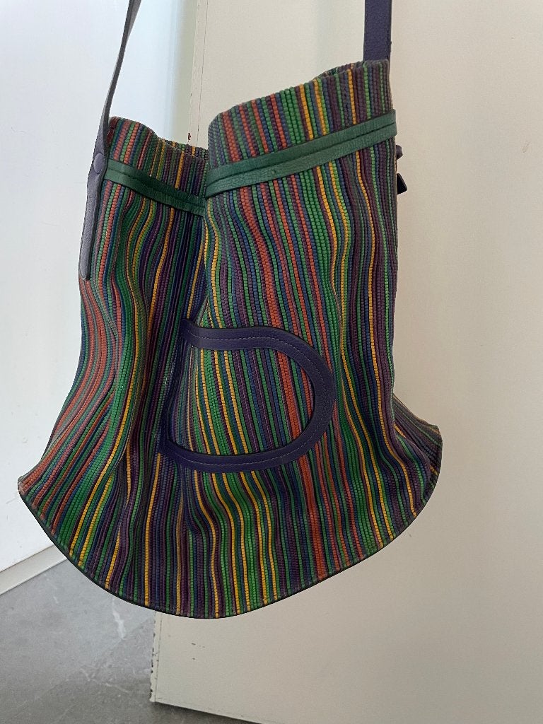 Delvaux Le pin Toile de cuir multicolor, Ophalen of Verzenden, Gebruikt, Handtas