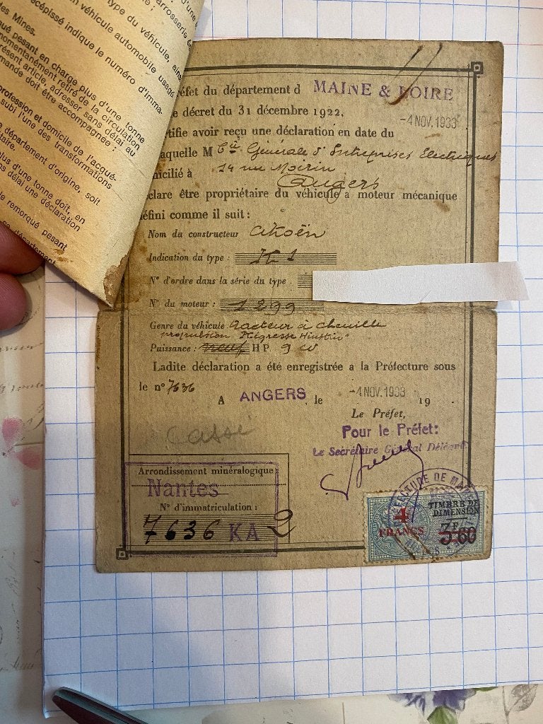 Carte grissen van vooroorlogse citroen K1 / b2 /oldtimer, Ophalen of Verzenden