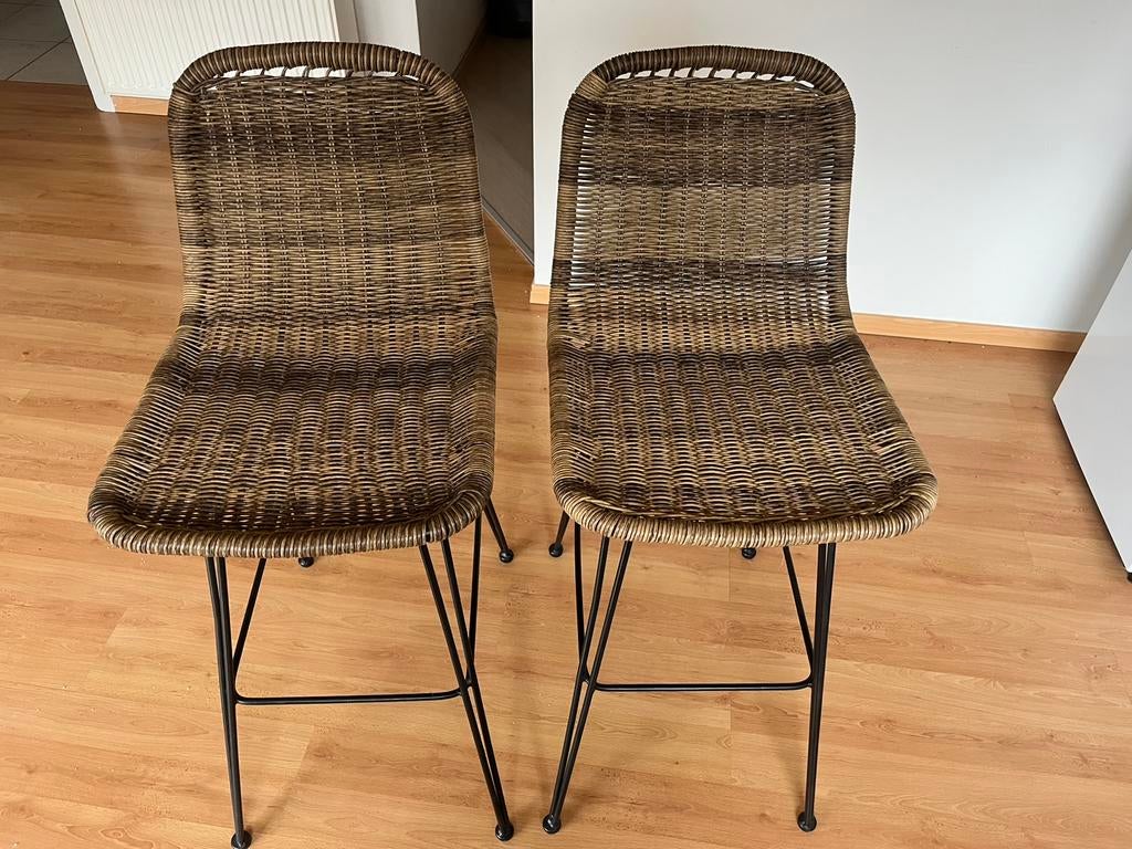 Barstoelen, Huis en Inrichting, Barkrukken, Ophalen, Met voetsteun, Zo goed als nieuw, Riet