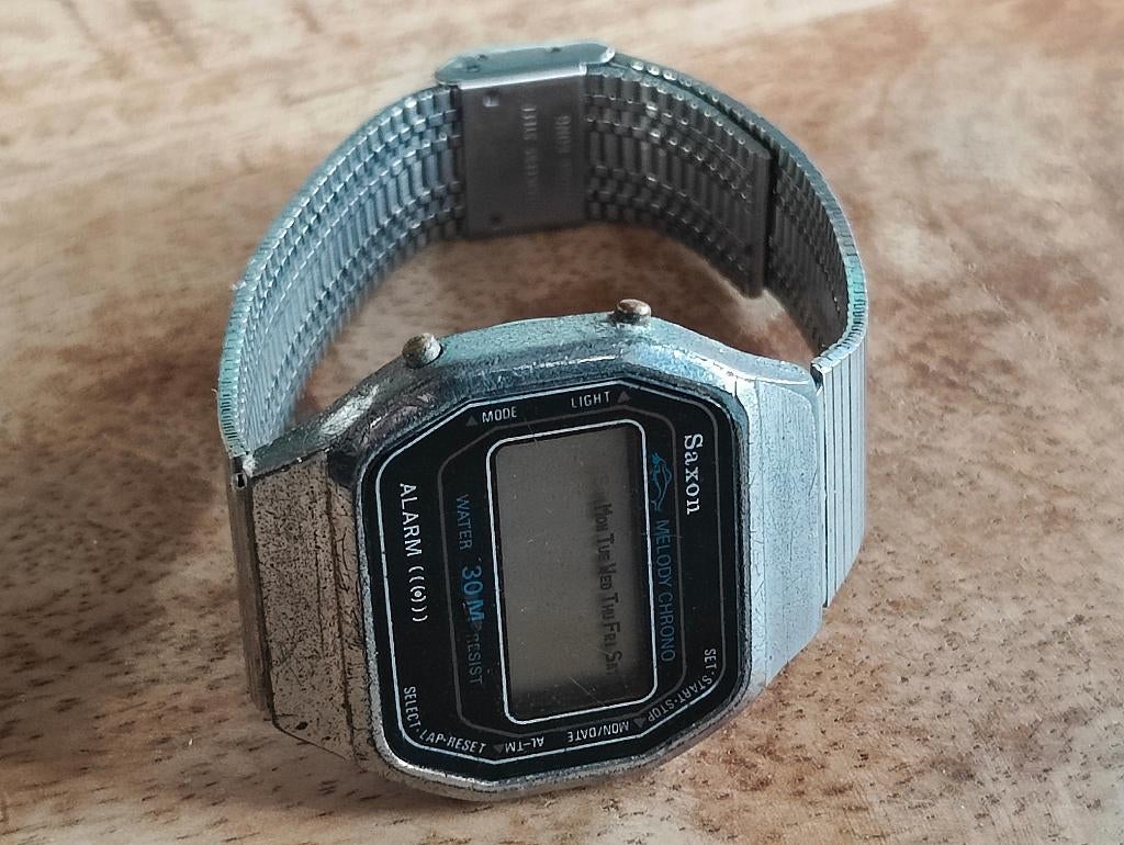 Vintage digitaal horloge Saxon, Ophalen of Verzenden, Gebruikt