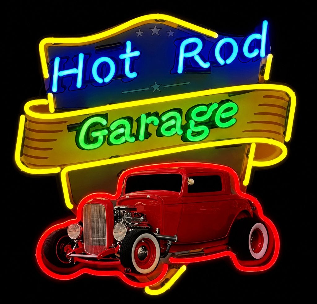 Hotrod garage neon en veel andere USA mancave showroom neons, Ophalen of Verzenden, Nieuw, Lichtbak of (neon) lamp