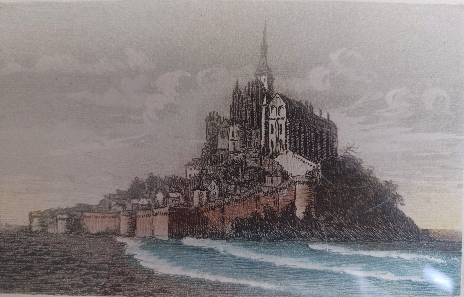 Lithographie, MONT SAINT-MICHEL 23x17.5, Enlèvement ou Envoi, Lithographie