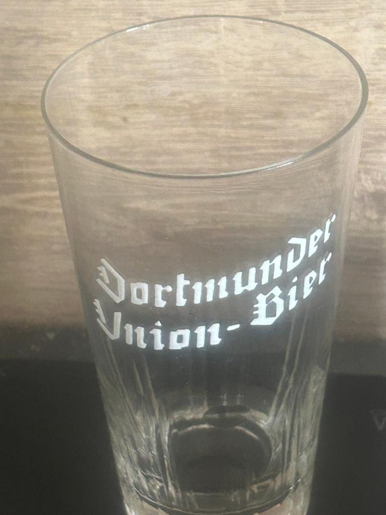 Emaille glas dortmunder union-bier, Ophalen, Gebruikt, Glas of Glazen, Overige merken