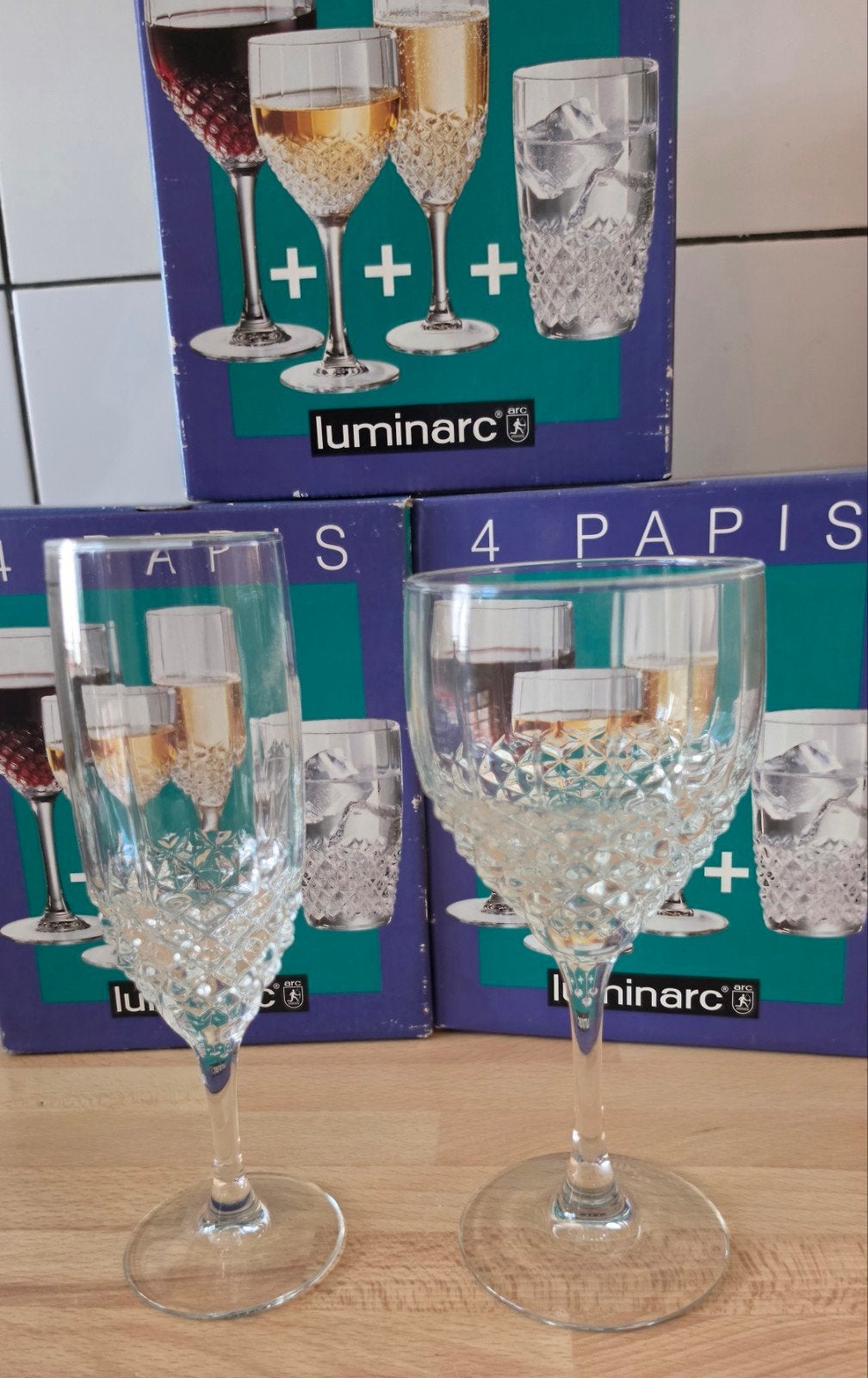 Luminarc champagne en wijnglazen, Verzamelen, Glas en Drinkglazen, Ophalen