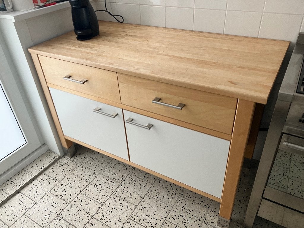 Keukenelementen met koelkast, Huis en Inrichting, Ophalen, Gebruikt, 100 tot 150 cm, Bruin