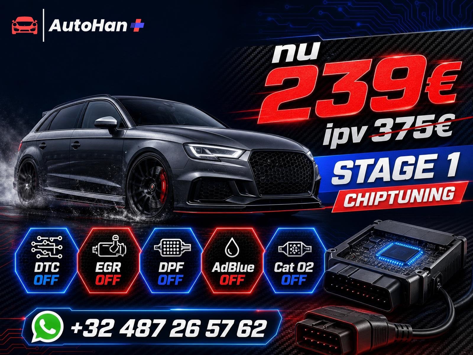 Chiptuning Stage 1/2 | EGR/DPF/ADBLUE/CATo2 | ECU & TCU, Auto diversen, Tuning en Styling, Ophalen