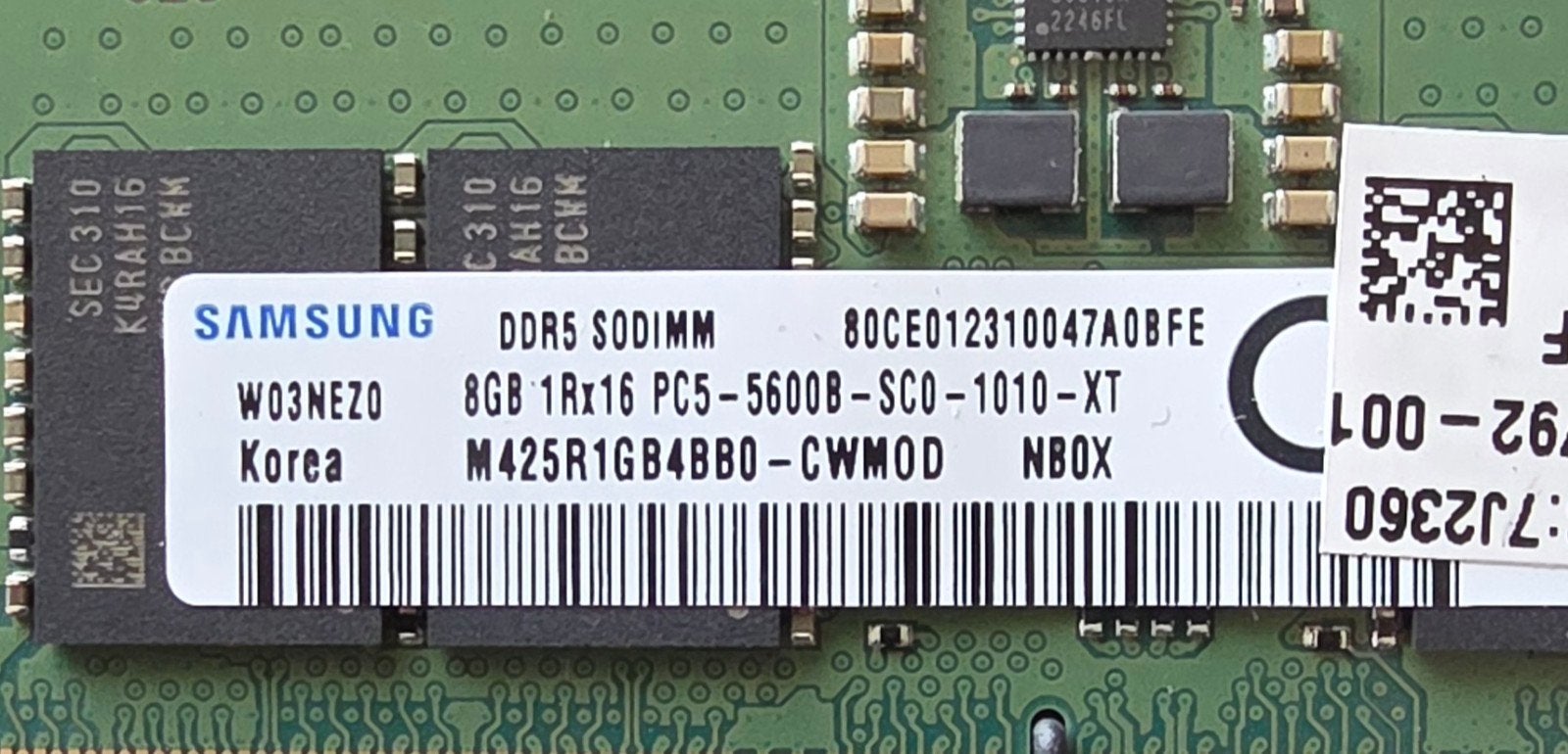16 GB (2x 8 GB) DDR5 5600 so dimm laptop samsung, Ophalen of Verzenden, Zo goed als nieuw, DDR5, Laptop