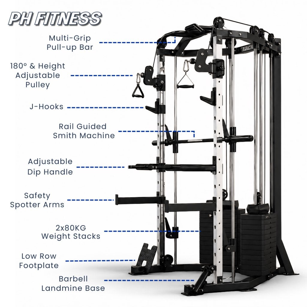 PH Fitness Corner Smith Machine - Cable Crossover 160KG, Enlèvement, Neuf, Pectoraux, Autres types