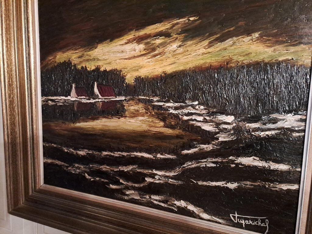 Schilderij sneeuwlandschap, Antiek en Kunst, Ophalen